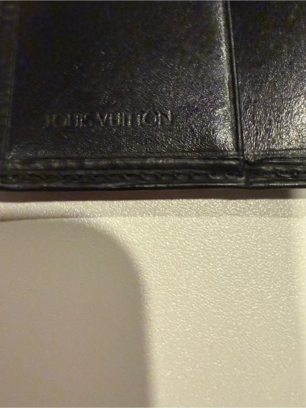 Louis Vuitton Textured Black Leather checkbook cover